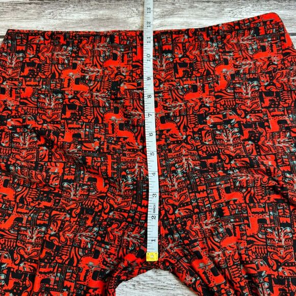 LuLaRoe Womens Stretchy Geometric Print Red Black Leggings Tall & Curvy One Size - Picture 9 of 10